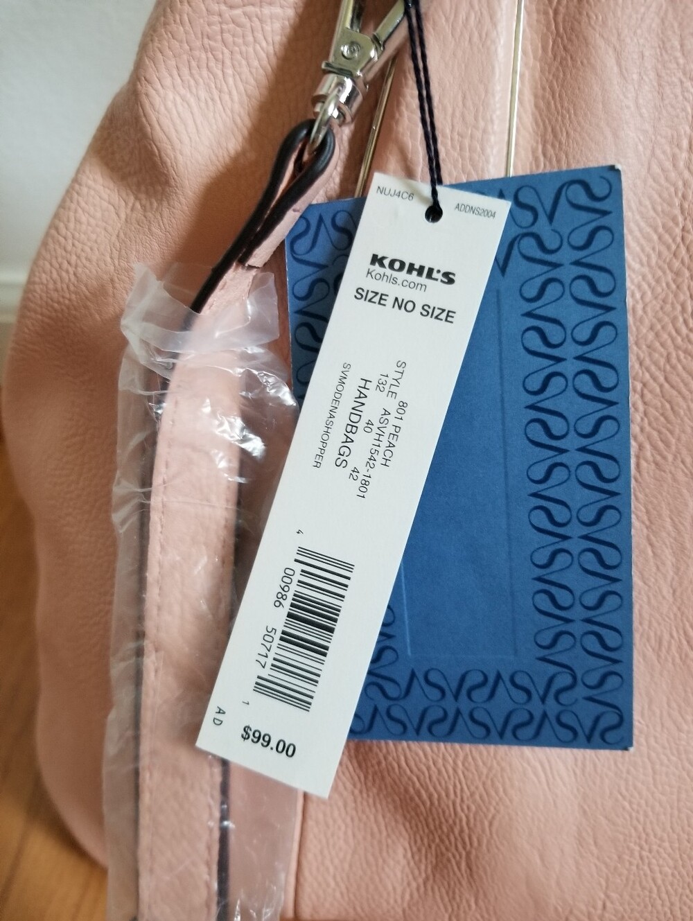 Vera Wang Peach Tote Bag - Picture 3 of 5